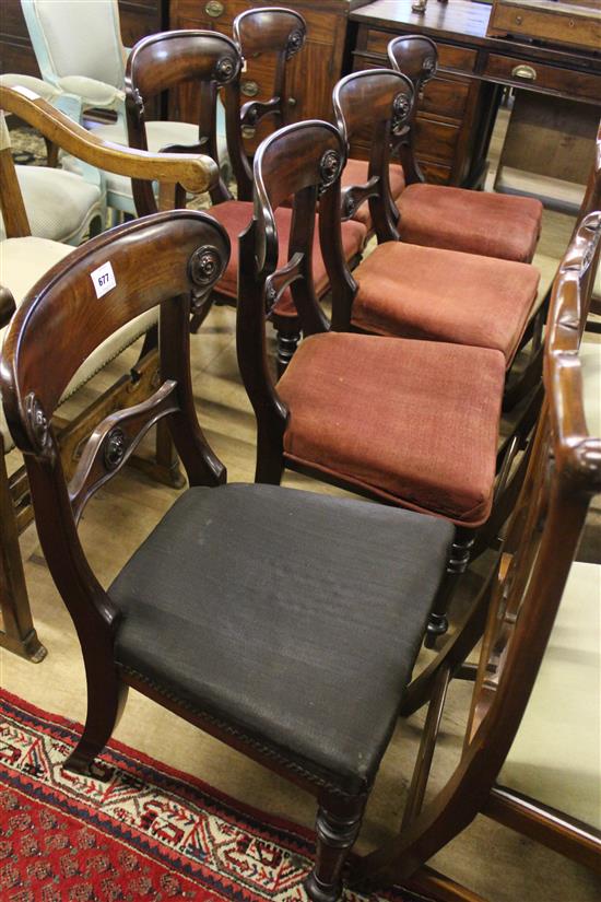 A set of six early Victorian mahogany dining chairs,